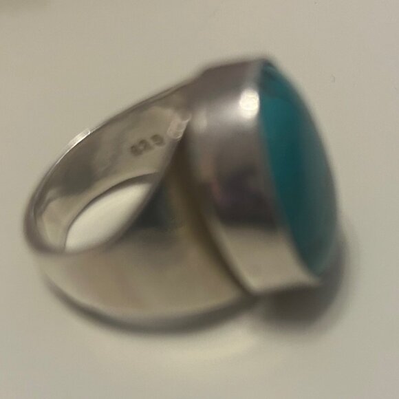 Stunning women's natural sterling silver turquoise statement ring size 8.5 - Picture 9 of 10